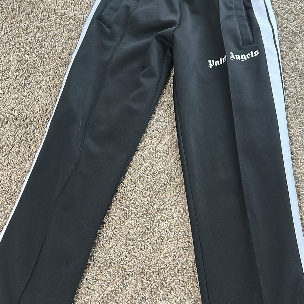 Palm Angels Black and White Sweatpants with Sporty Design